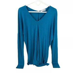 Vince Dolman V-Neck Long Sleeve Tunic, Teal Blue, Women’s Size S
